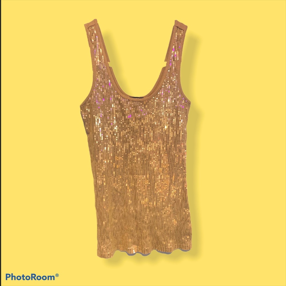 express gold/tan sequin tank top
